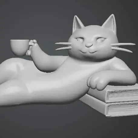 figure model Cat Cafe books chill