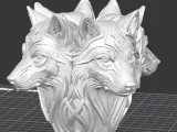 4 Kopf Wolf Statue, Hexa Design B-2