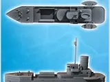 Modern cargo ship with open hold, observation mast, and life-3