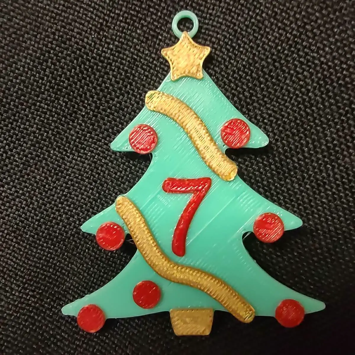 7 Number - Christmas Tree with Baubles, Tinsels and Star
