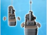 Modern cargo ship with open hold, observation mast, and life-2