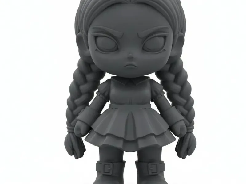 Dark Braided Chibi Girl – Gothic Mini Figurine