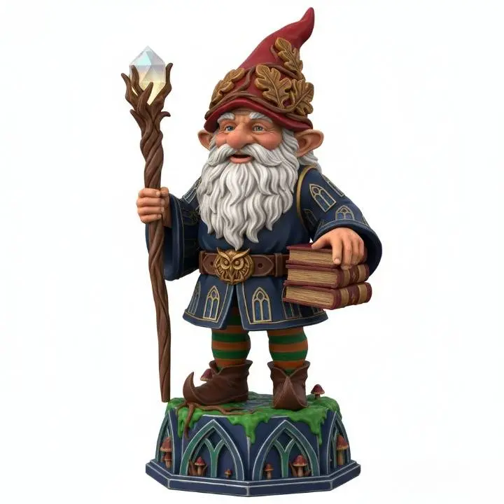 3229 Fairy Tale Gnome  Color Full-Body Figurine on Base  STL
