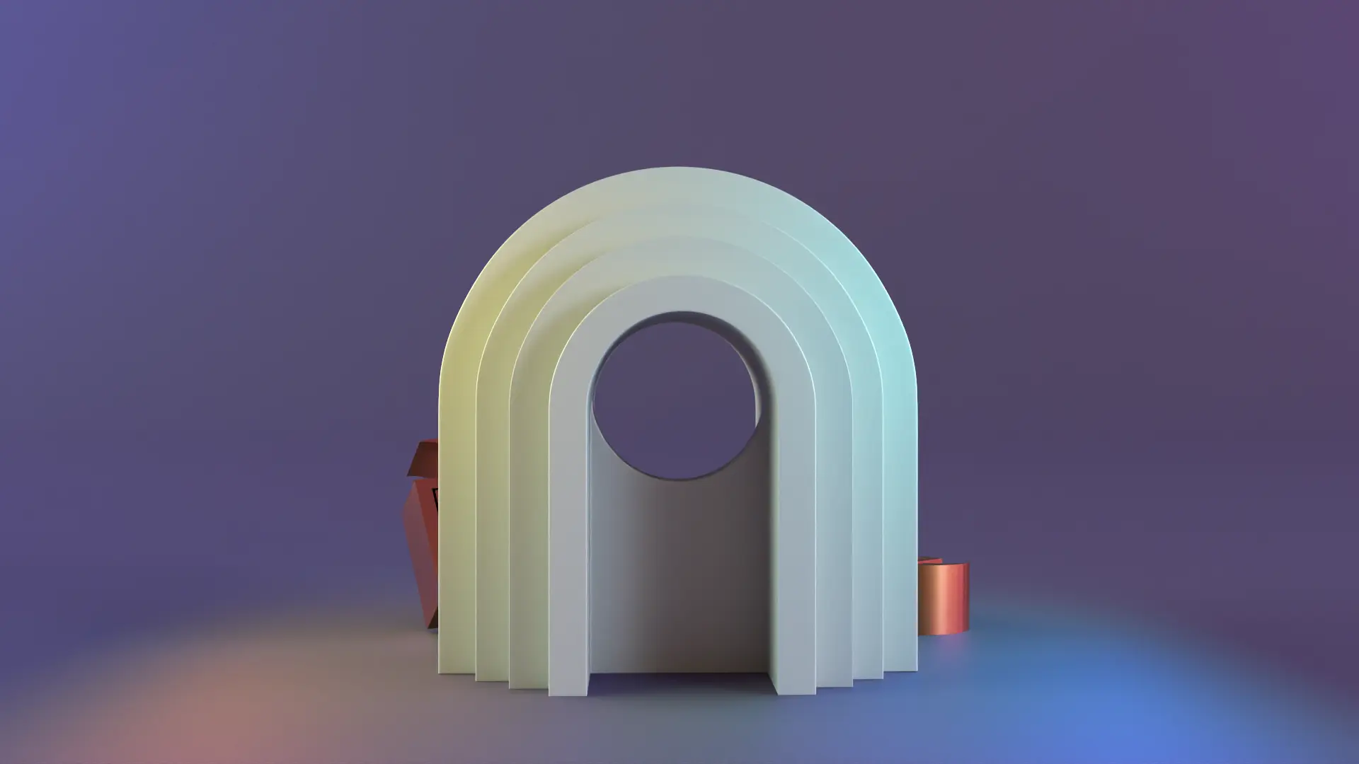 Arco forma escritorio decoración objeto 02