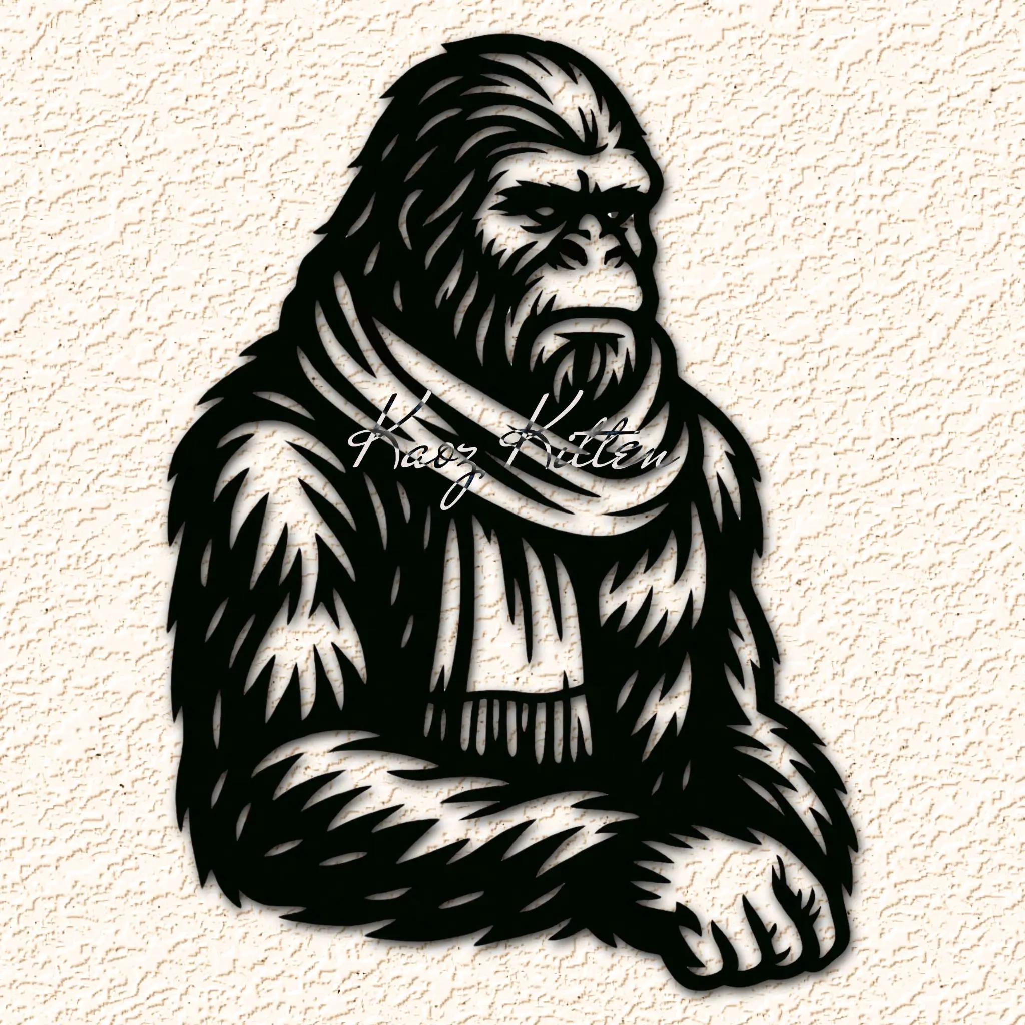 Winter Sasquatch Wrapped in Scarf Wall Art Home Decor