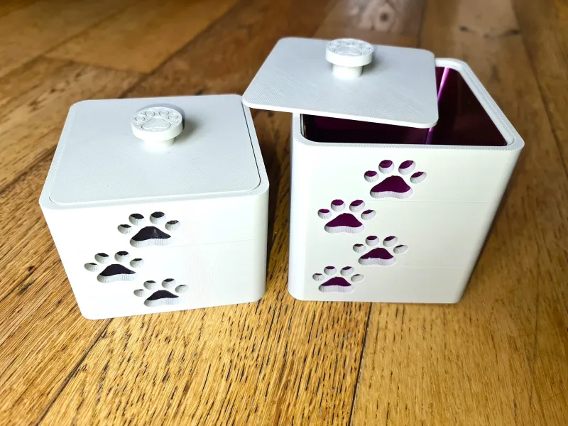 Dog Cat Pet Paw Print Box storage cube with colour insert