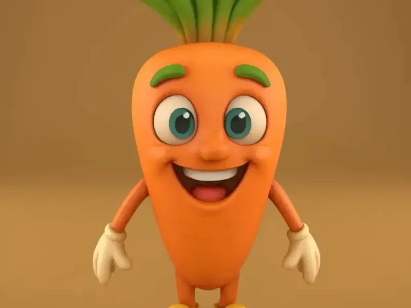 Cheerful Carrot 3D Print STL with 3 Interchangeable Bases