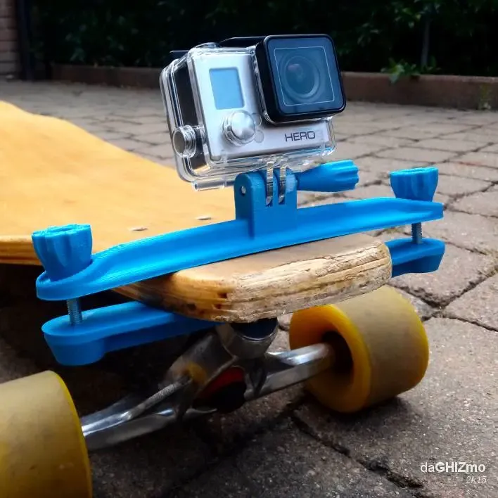 Longboard clamp for GoPro camera