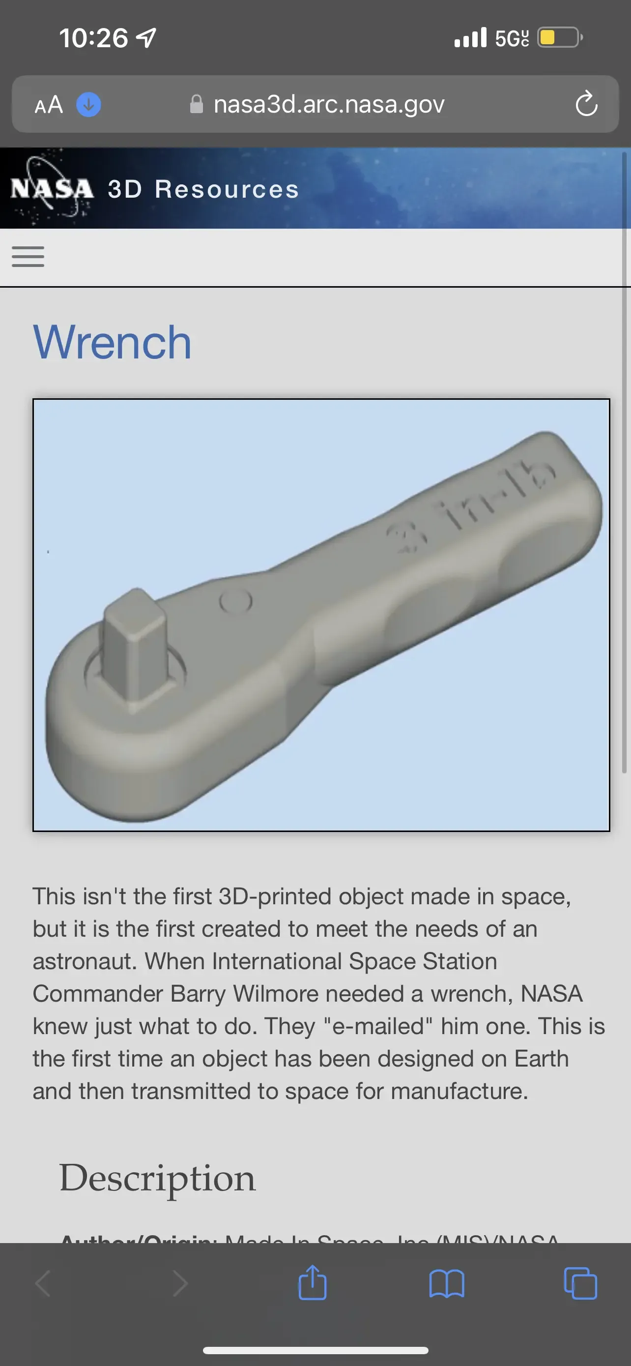 NASA Print In Place Wrench