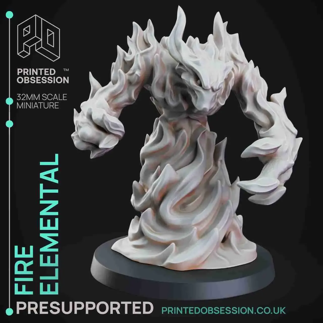 4 Elemental Pack - PRESUPPORTED - 32mm scale - D&D