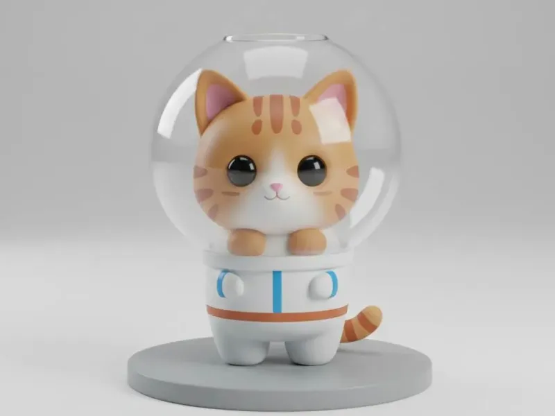 Chibi Space Cat Astronaut – Cute Galaxy Kitty Mini Figurine