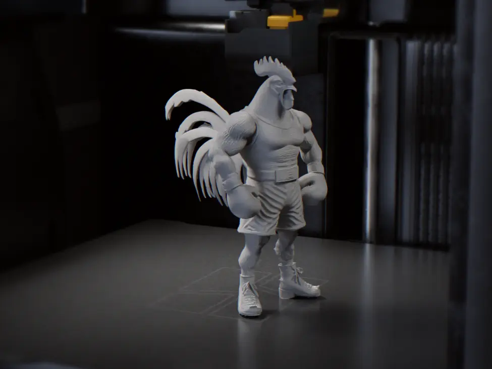 Boxer Rooster Fighter Animal Figurine 3D Printable