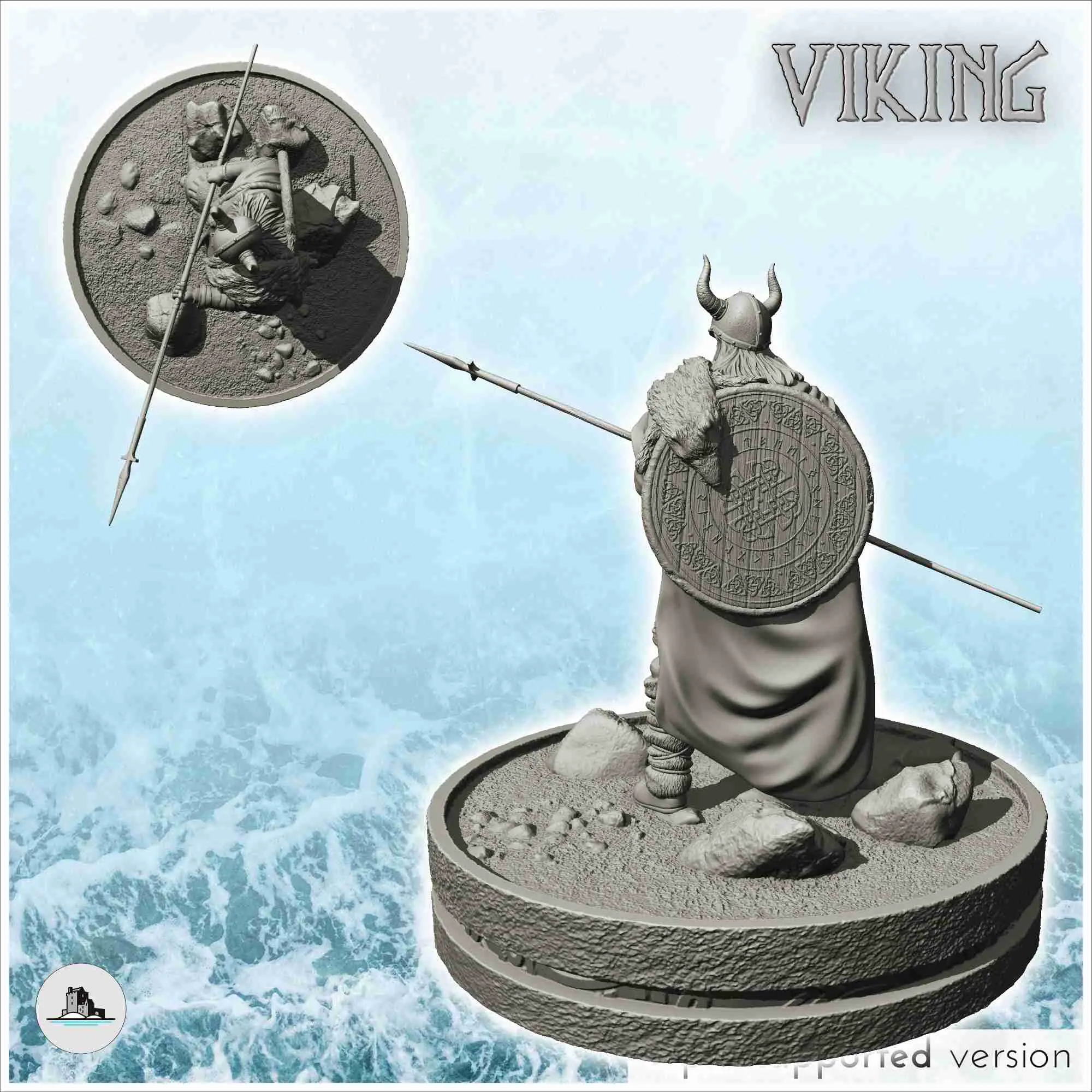 Viking warrior with horned helmet and spear (15) - scenery m