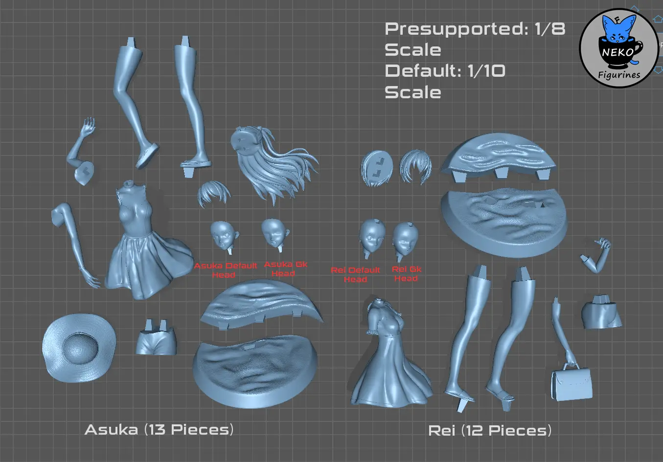 Asuka and Rei Summer Dress - Evangelion 3D Printing Model