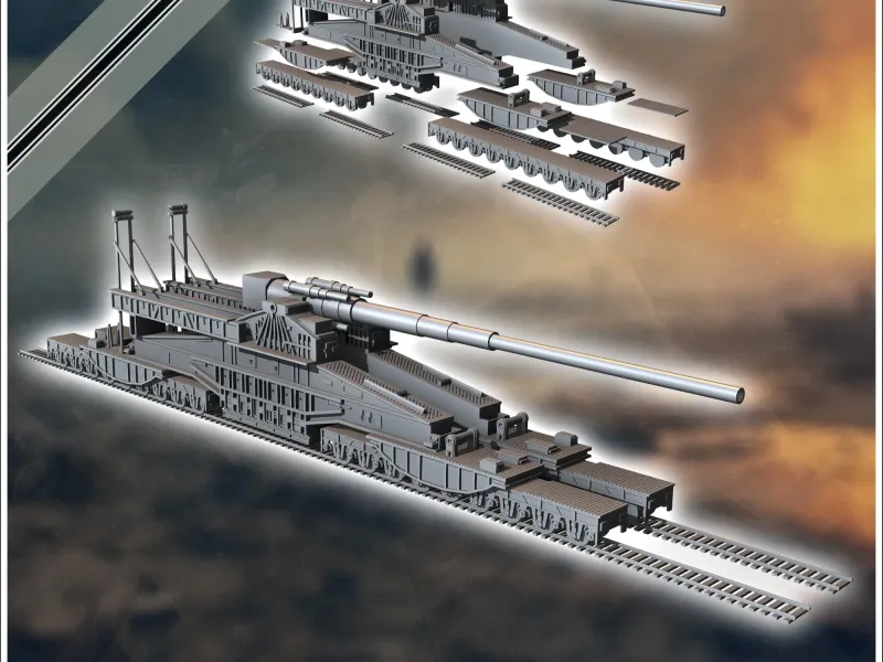 Schwerer Gustav Krupp canhão pesado alemão para caminhos-de-ferro artilharia de cerco