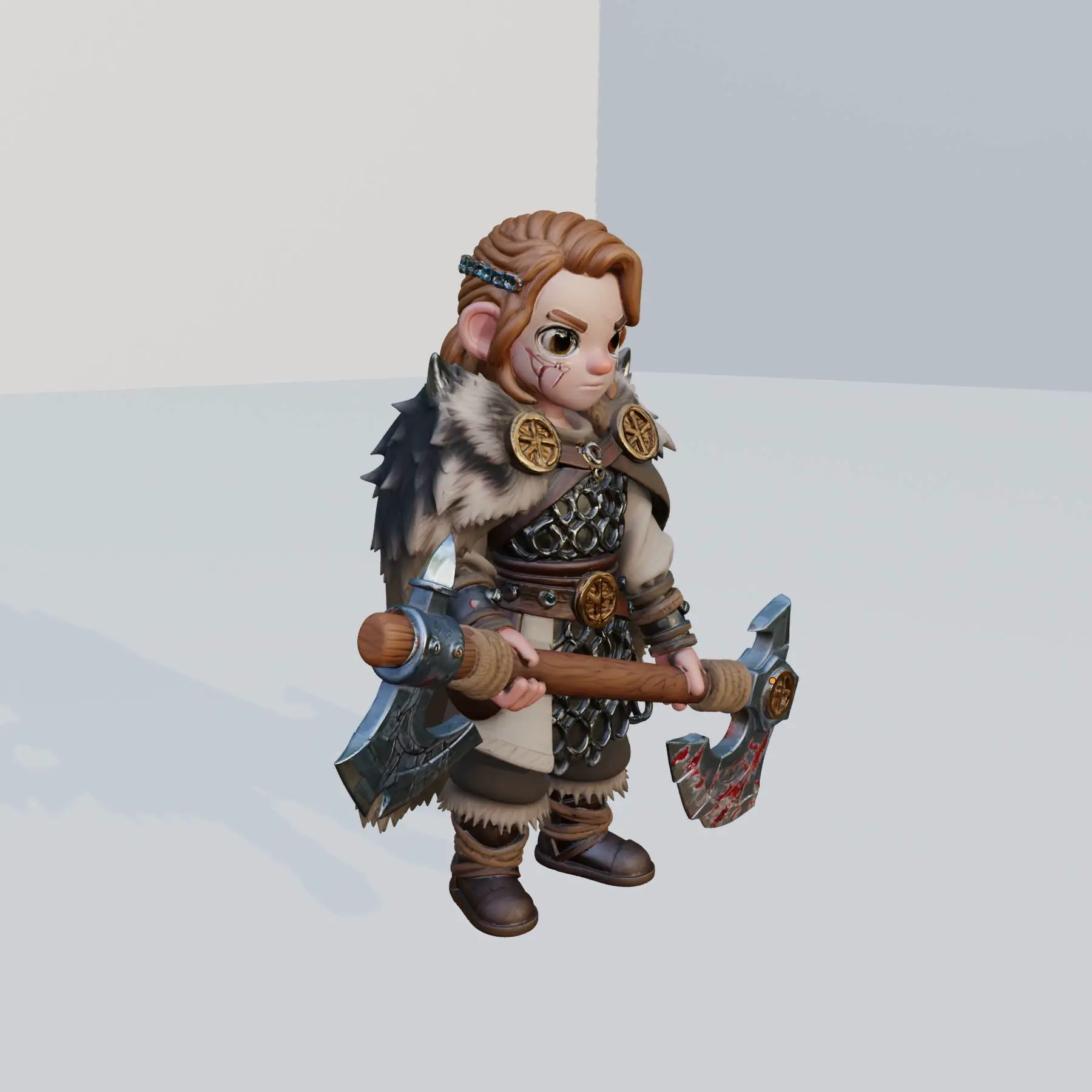 Fierce Viking Shieldmaiden - 3D Printable Miniature