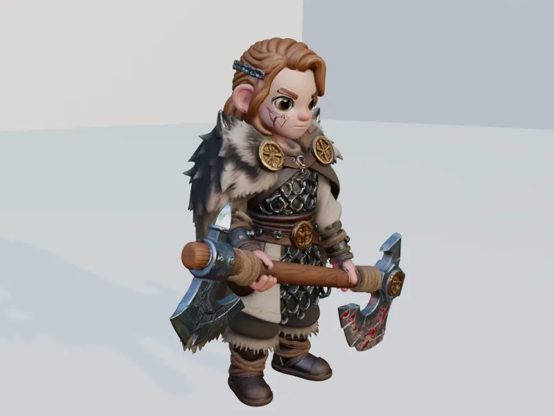 Fierce Viking Shieldmaiden - 3D Printable Miniature