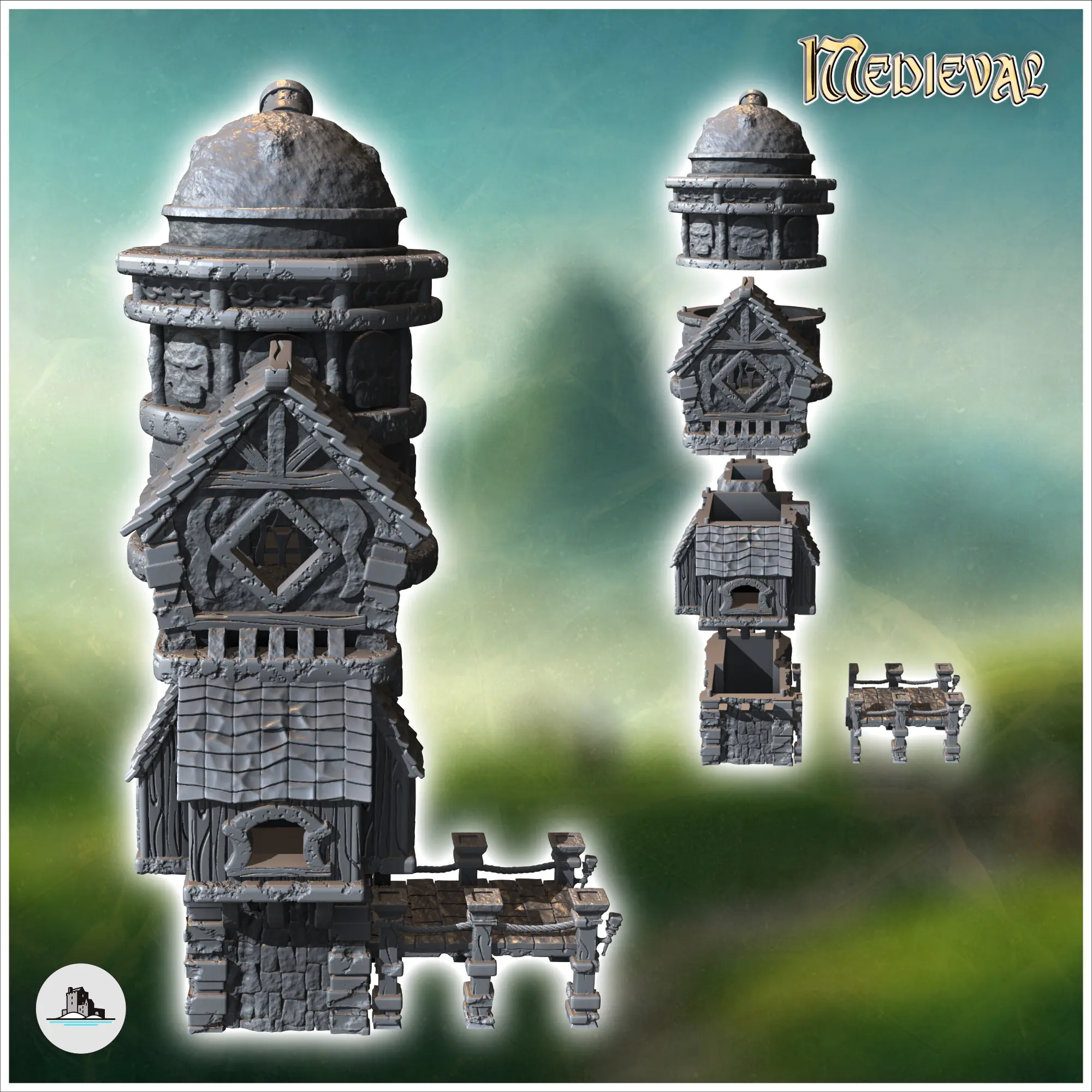 Medieval observatory with dome and wooden pontoon (33) - min