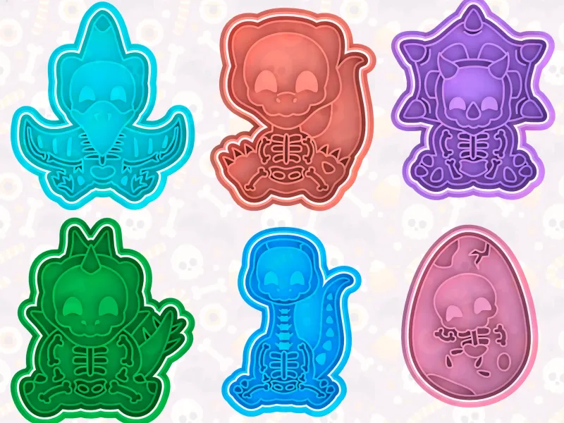 Dinosaur skeletons Cookie cutter set of 6