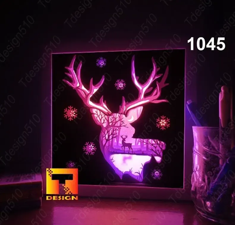 Deer Scene in The Forest light box