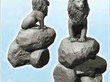 Lion with mane on rocky promontory (16) - miniatures animal-1