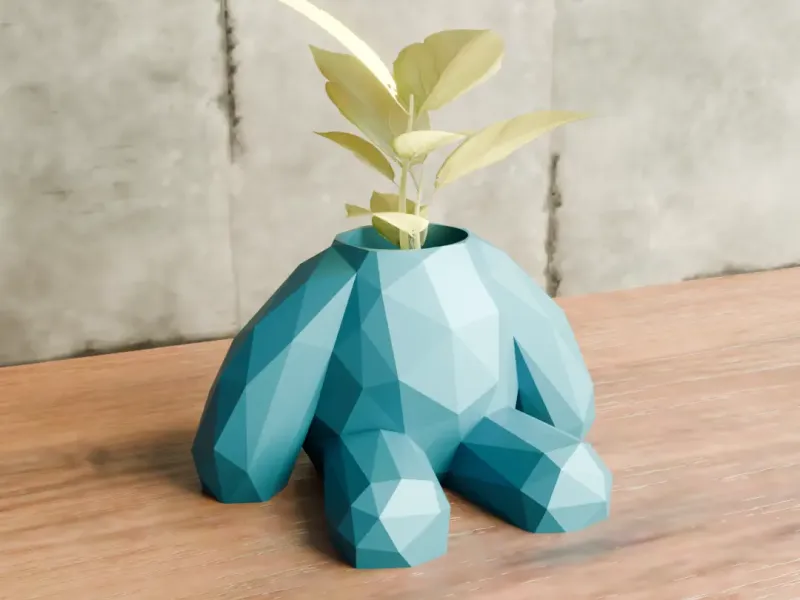 Low poly teddy bear planter pot