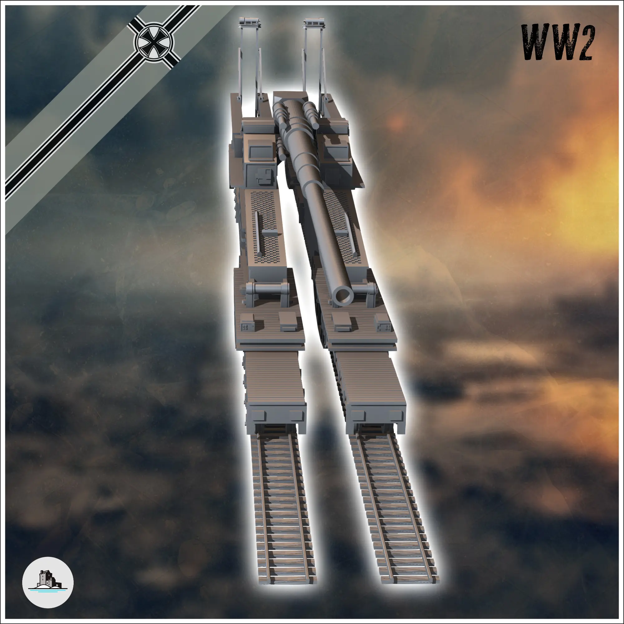 Schwerer Gustav Krupp grele german feroviar tun asediu artilerie