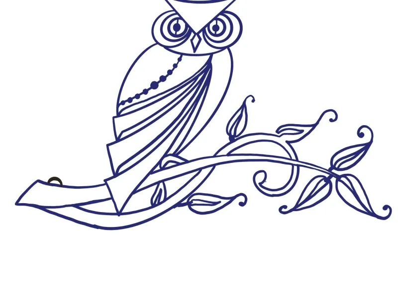 Owl on branch Faux Stained Glass Frame