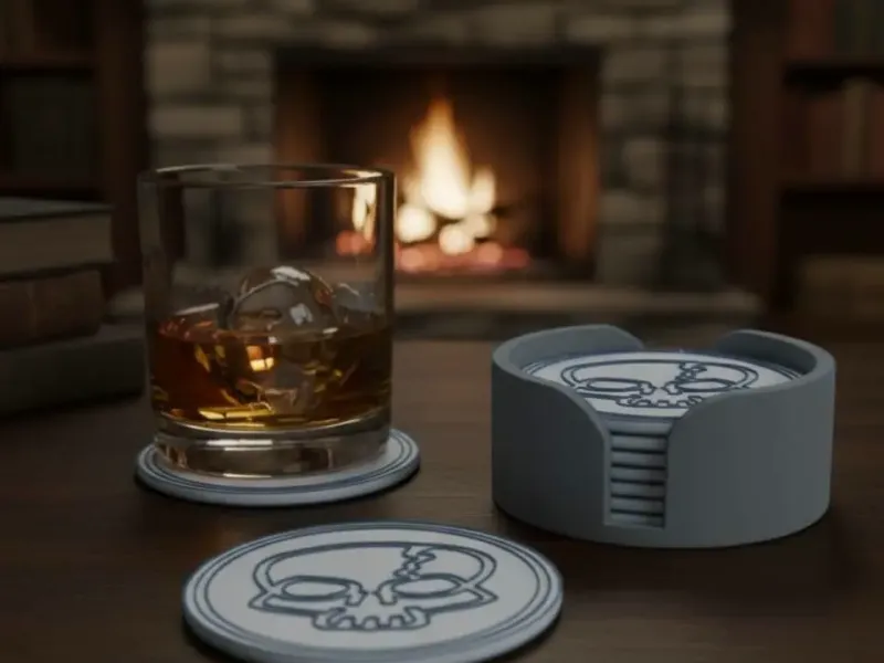 SKULL COASTERS AND HOLDER