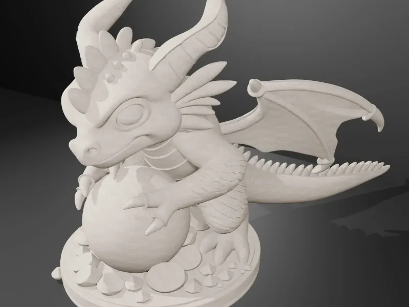 Cute Baby Dragon with Crystal Egg – Fantasy 3D Print Model