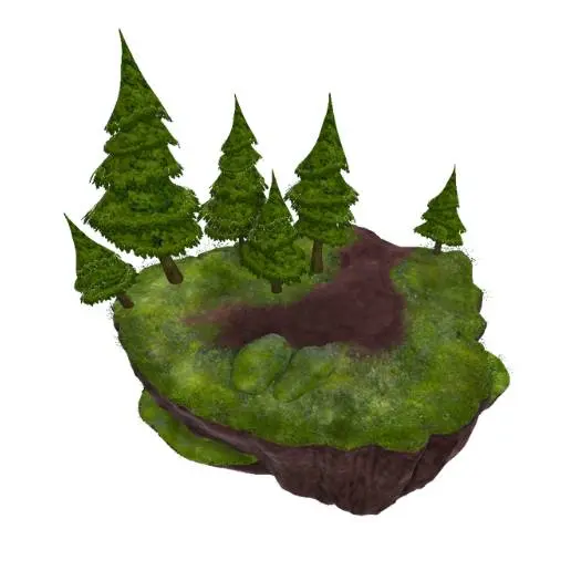 Floating Evergreen Forest Diorama 3D Model STL Printable