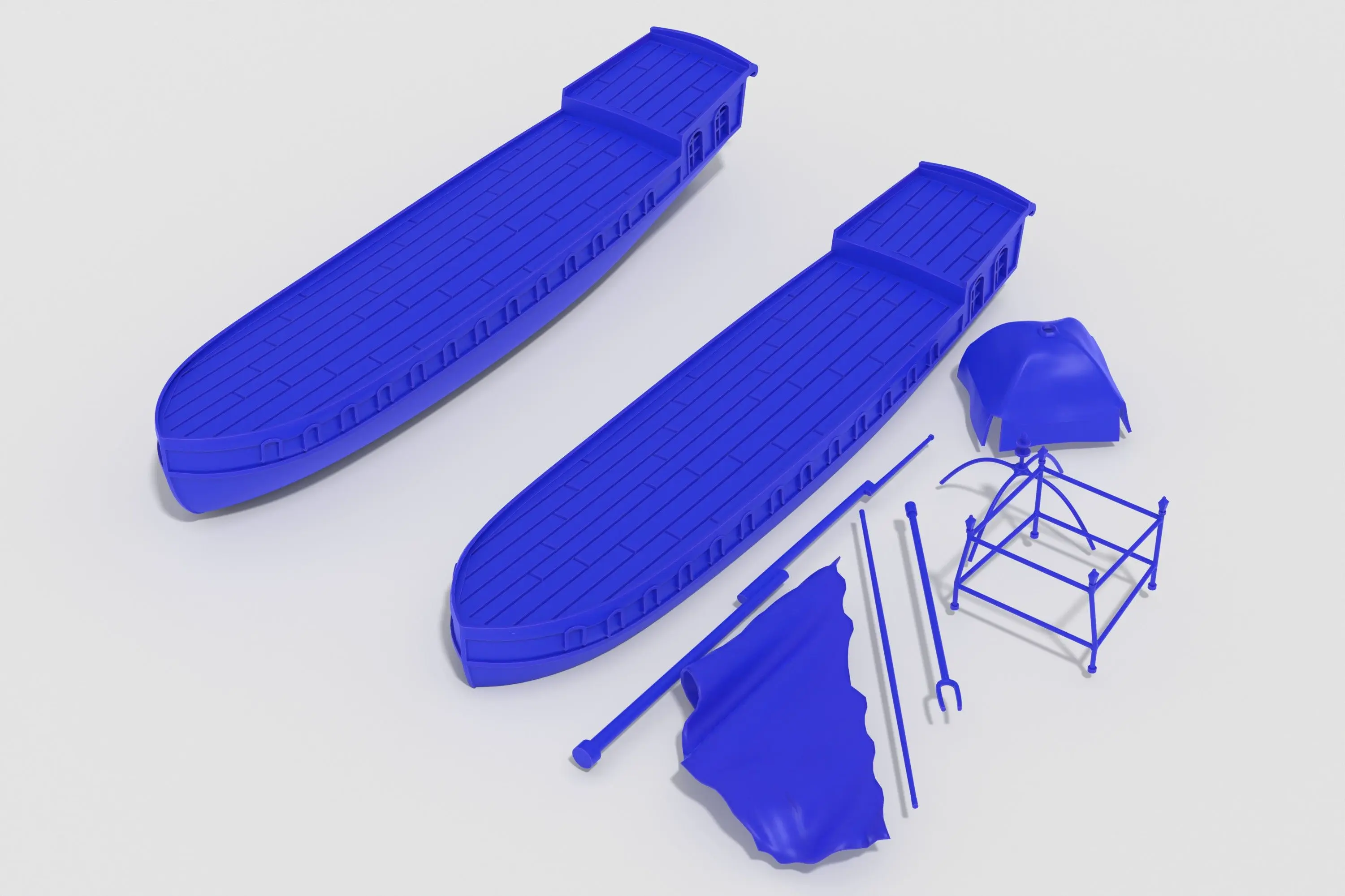 Винтажная голландская речная баржа 3d печать - два корпуса