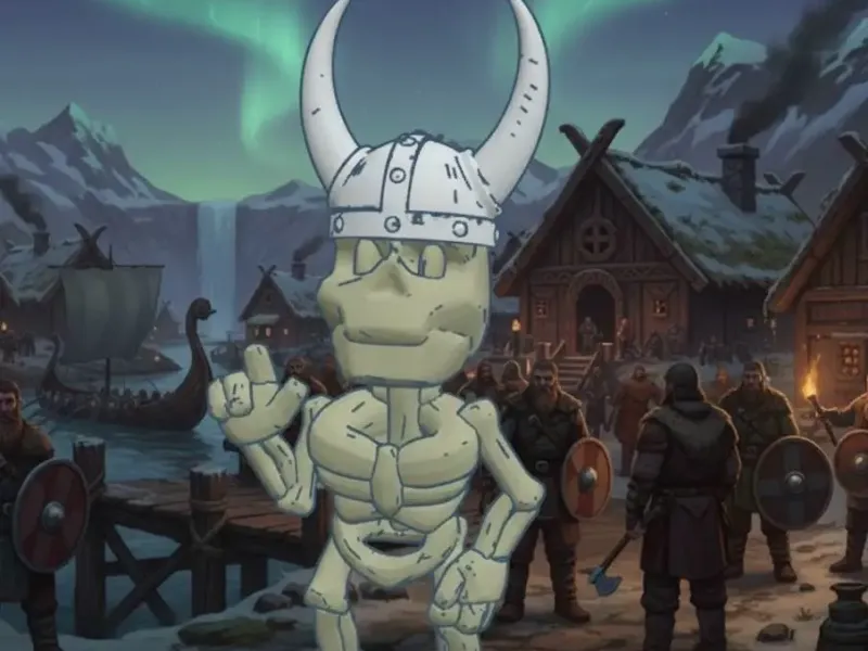Esqueleto con casco vikingo