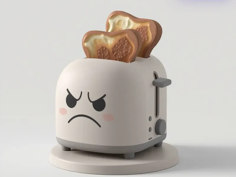Sad and Angry Toaster Dropping Burned Toast Funny