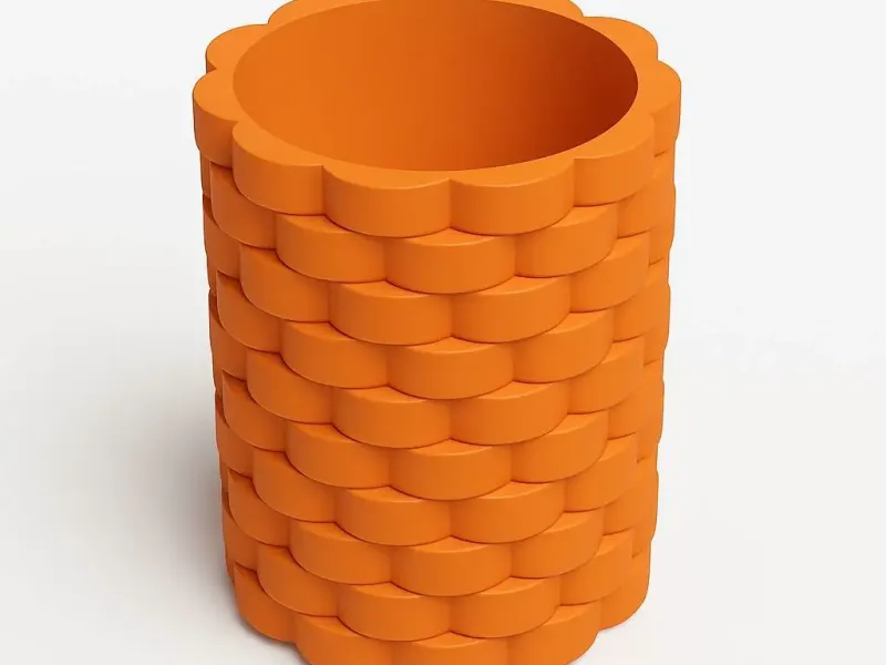 Patterned Cylinder Vase | Decorative Textured Pen Holder