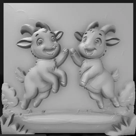 two goats playing in cartoon,