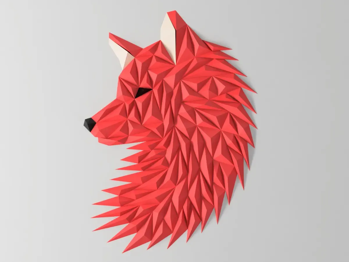 Geometric Wolf (fox) head wall art