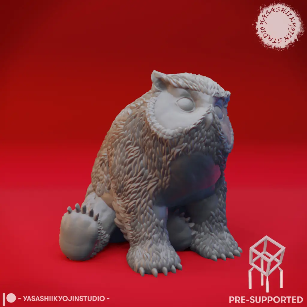Cucciolo di gufo notturno - Miniatura da tavolo (pre-supportata)