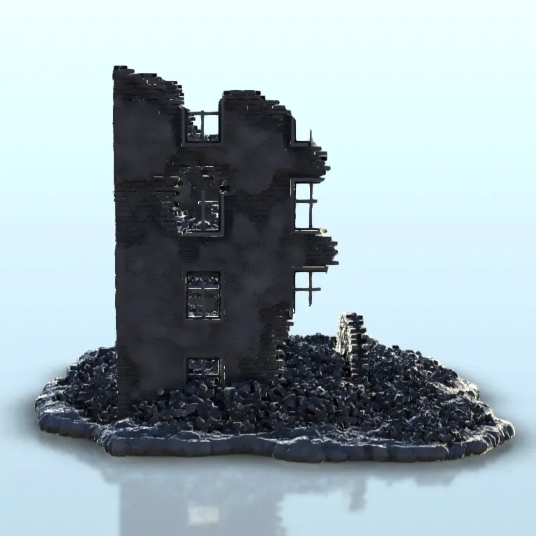 Ruined building 3 - WW2 Terrain scenery diaroma