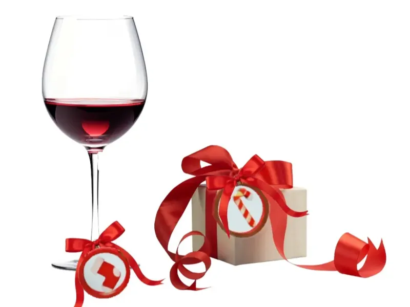 Xmas Gift Box/Wine Glass Tag Buttons 