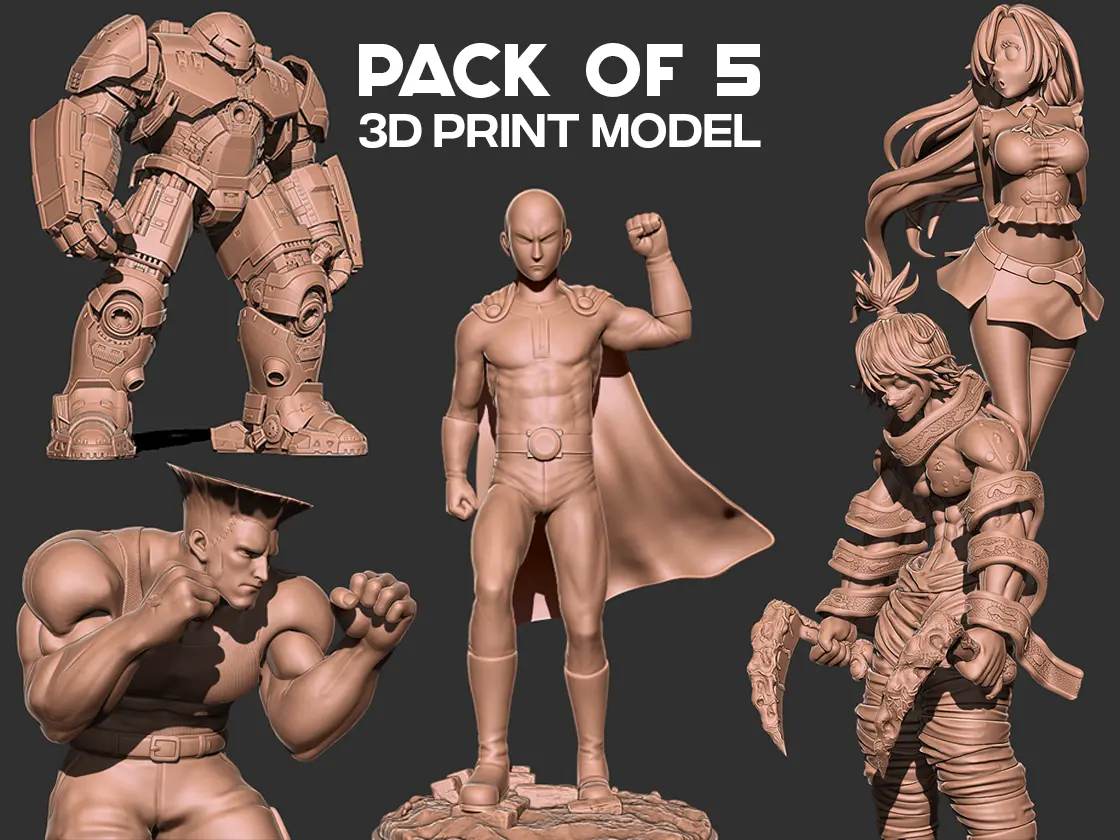 Anime Pack of 5 Figure 3D print model