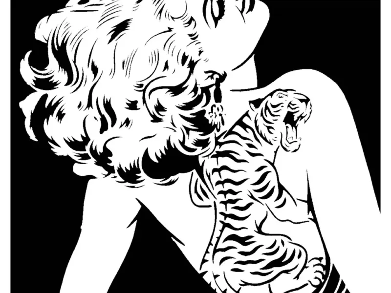 Tiger Tatoo girl stencil 1