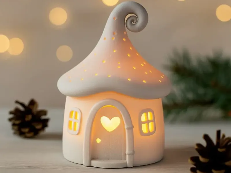 Mushroom House Candle Holder | Magical Christmas Decor