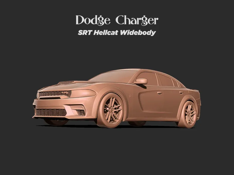 Modèle imprimé en 3D de la Dodge Charger SRT Hellcat Widebody