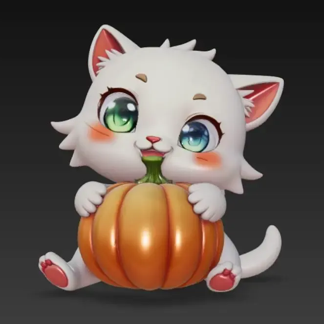 Halloween kitten with a pumpkin