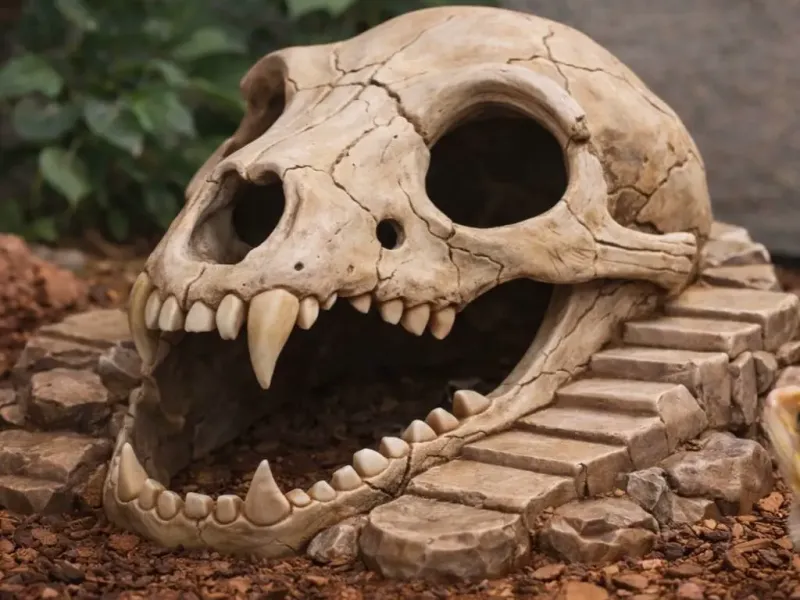 Lizard hiding place skull