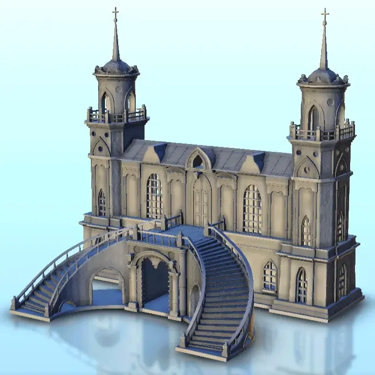 Baroque palace with large stair - terrain WW2 scenery mini