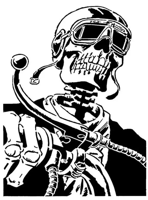 Biker Skeleton stencil