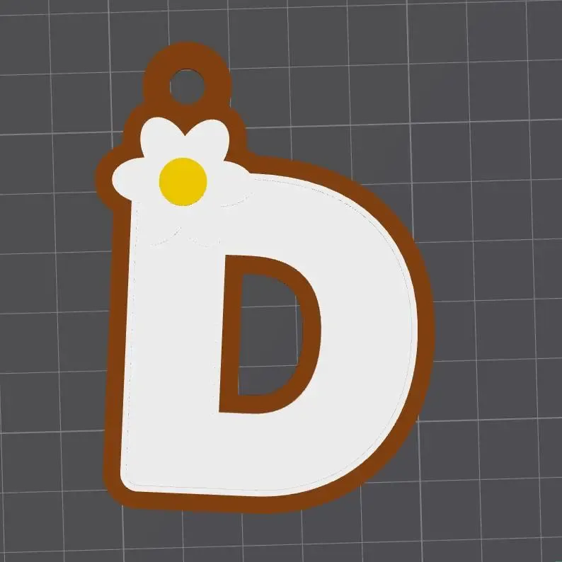 D capital letter flower keychain
