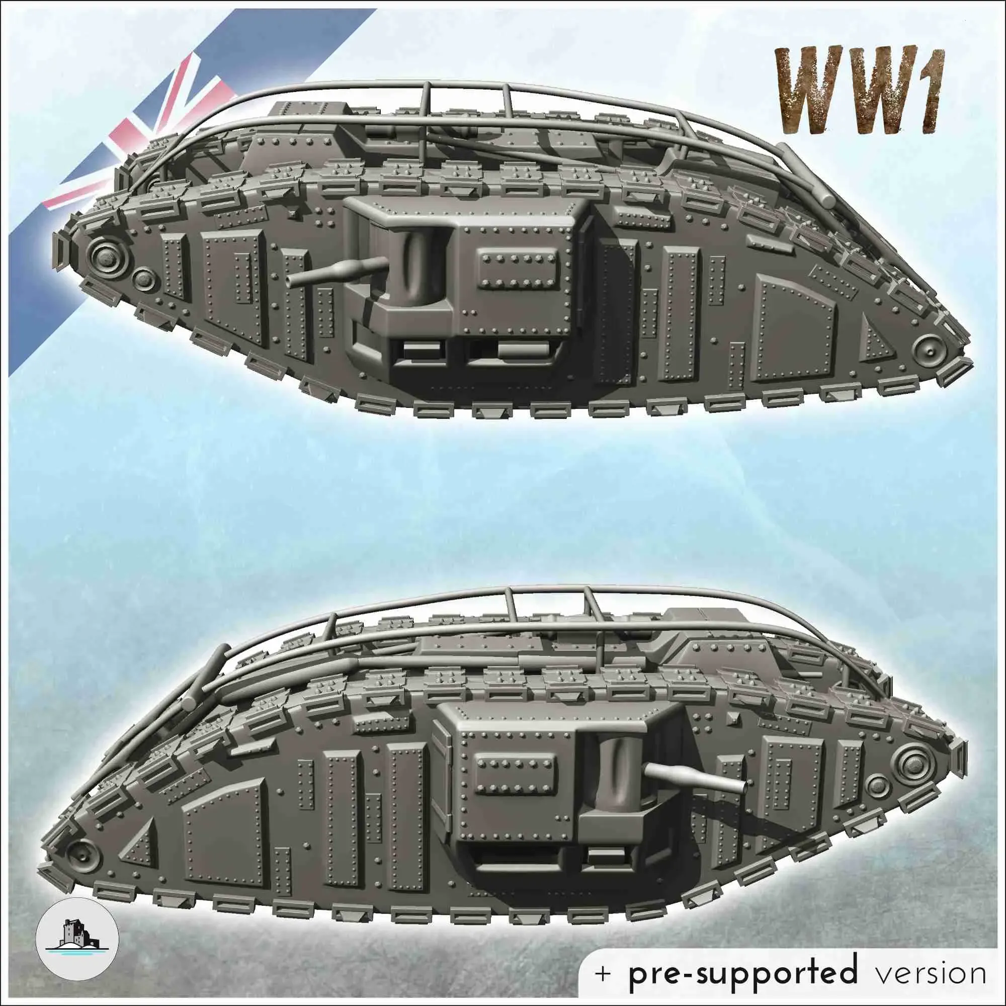 Mark I Male tank - scenery warhammer miniatures ww1 tabletop